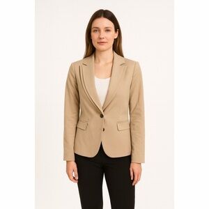 White House Black Market Layered Lapel Two Button Blazer - Biscotti